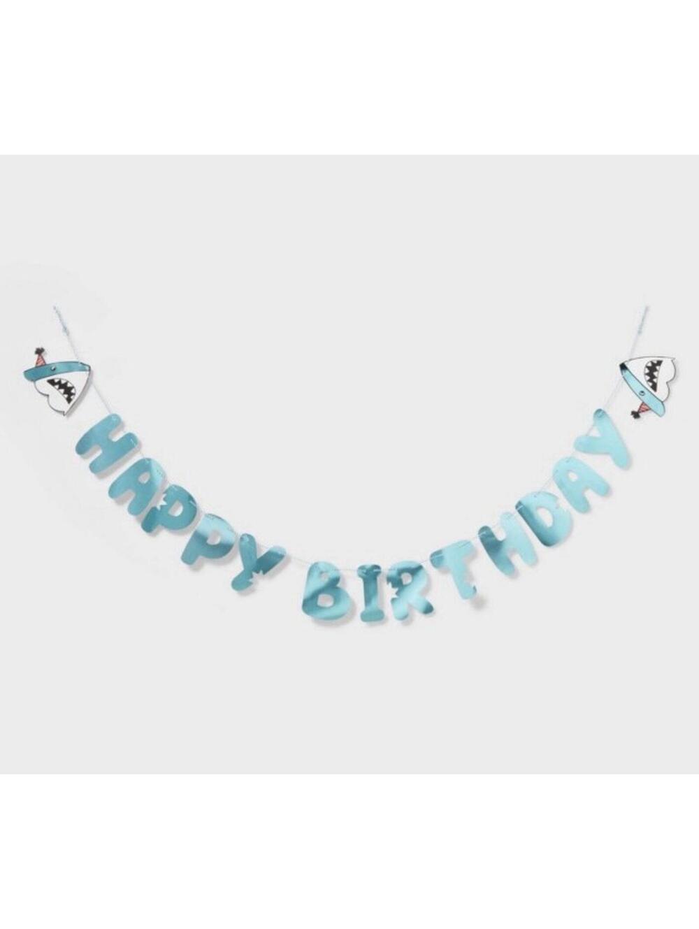 2 Spritz Happy Birthday Party Banners Sharks Letter Of Garland NEW